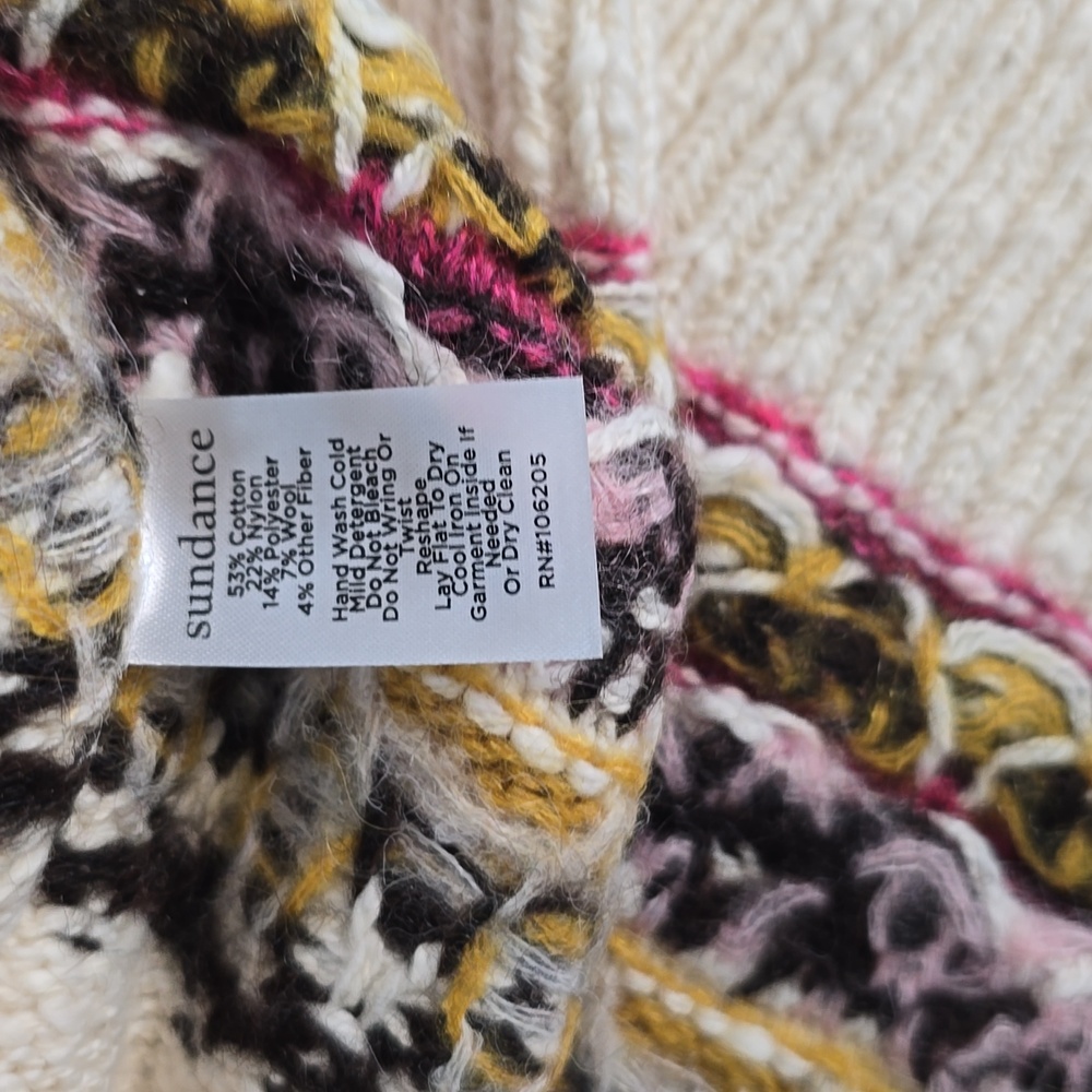 Sundance XXL Fair Isle Sweater NWT, CREAM, PLUM, MUSTARD - Picture 3 of 8